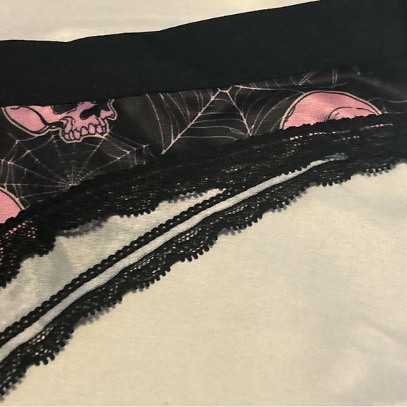 Morvia 3pk lace trim Skater goth Emo panties skull & Bones Lingerie Underwear - Picture 8 of 12